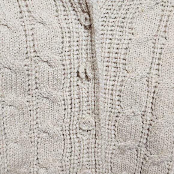 Vintage Kerrybrooke Sears Zephyr Wool Beige Cable Knit Cardigan Sweater Button - Picture 3 of 16